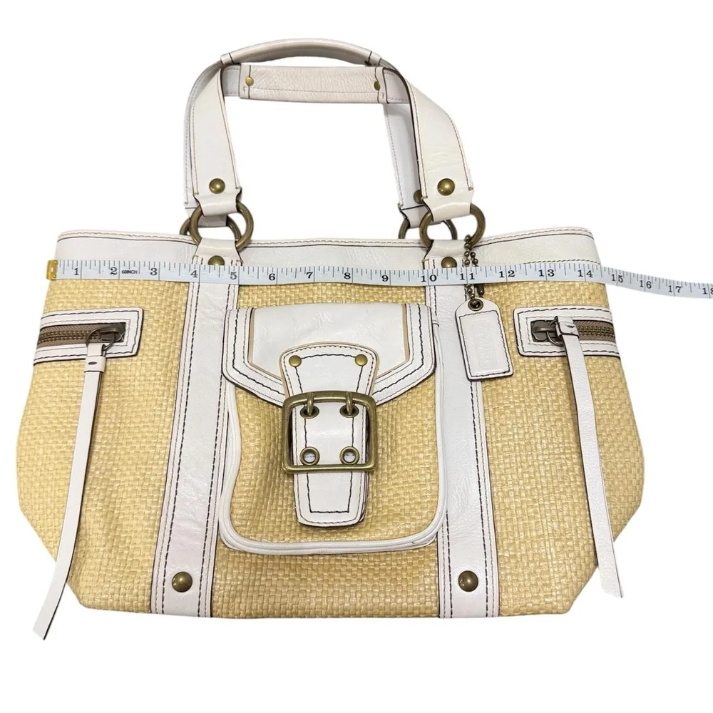 Coach Cream and Tan Tote Bag